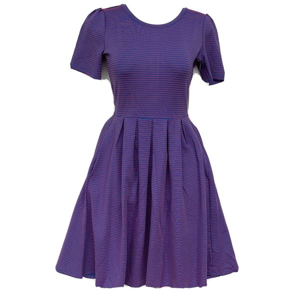 LulaRoe Amelia Women Dress Size XXS Blue Red Strip - Picture 1 of 12